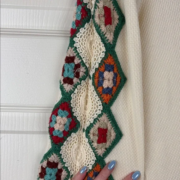 We The Free Crochet Granny Square Sleeve Boho Top Size Large - Picture 7 of 12